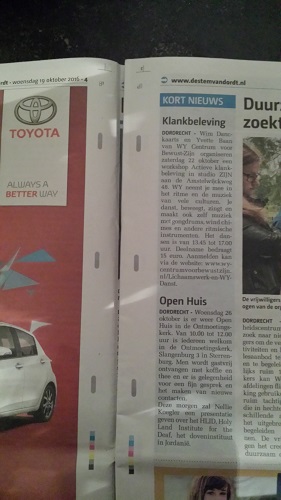 Persbericht Klankbeleveing WY geplaatst