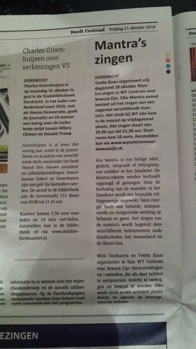 Persbericht Mantra zingen WY geplaatst